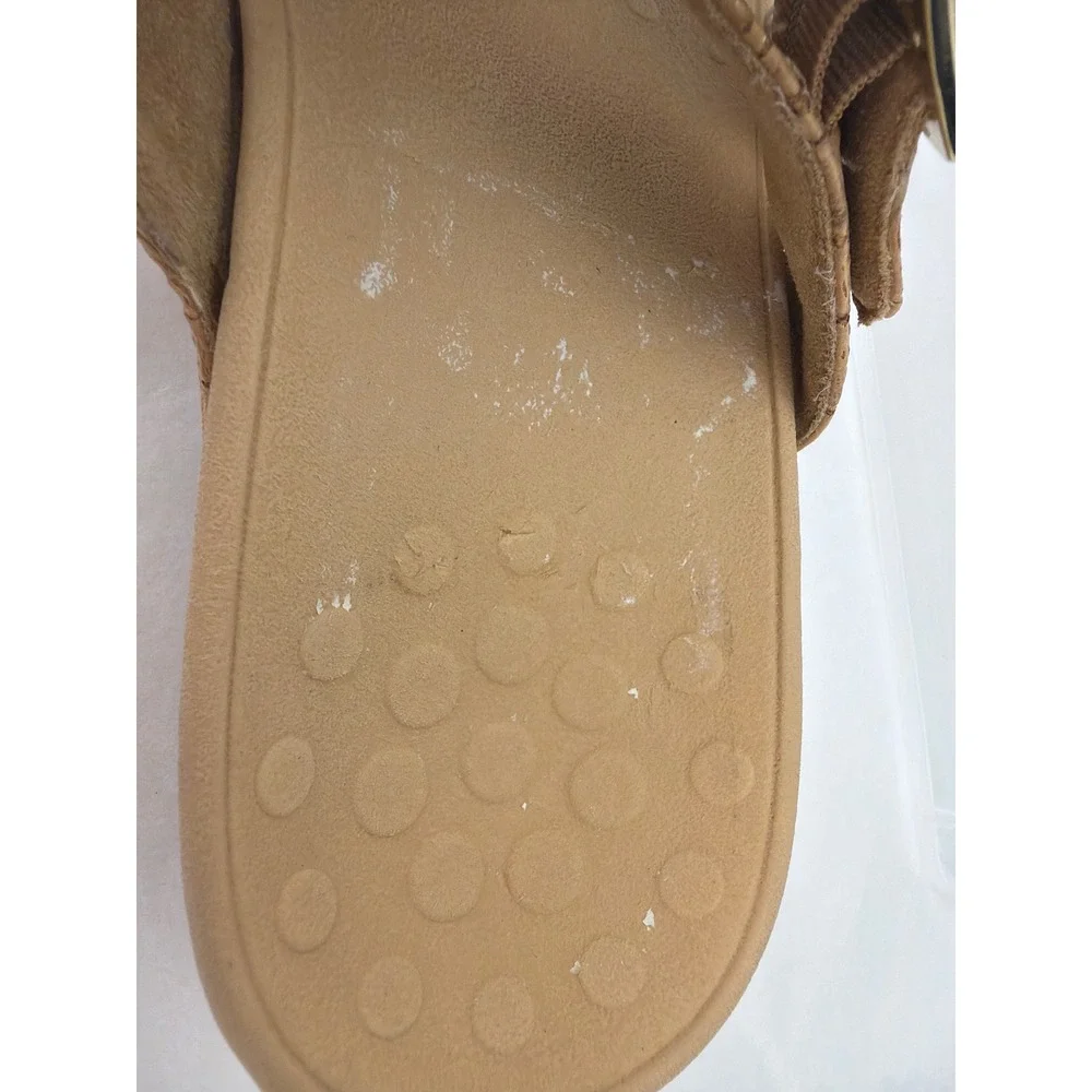 Vionic Rio Platform Sandals Women 8 Tan Cork Gold Buckle Orthotic Comfort Boho